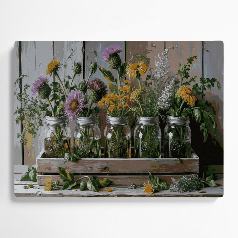 Farm Mason Jars Gray Metal Wall Art, 12" H x 18" W