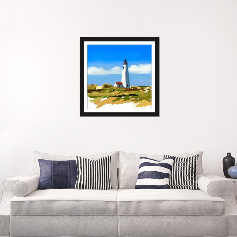 « phare scène iv », impression sur toile, H 16 po x l 16 po x P 1 po, Papier d'art encadré noir, Blanc