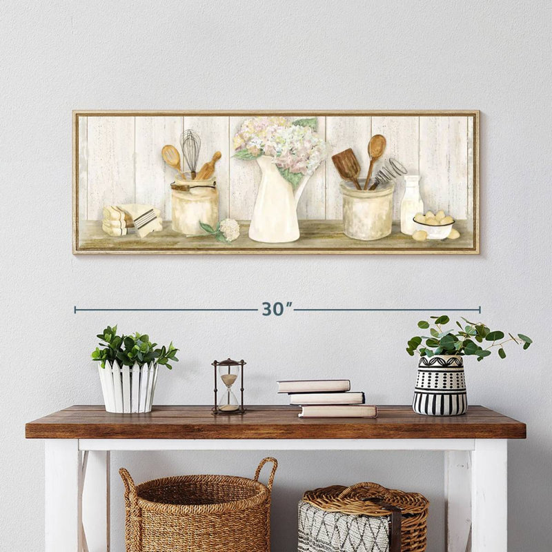 Panneau de cuisine rétro, Cadre flottant en bois naturel, 31 po x 11 po