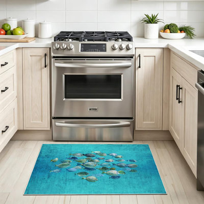 Clear Tropical Fish Water Ripples Ocean Surface School Machine Washable Indoor Area Rug