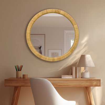 Nirvelli Natural Rattan Accent Wall Mirror with D-Ring Hangers