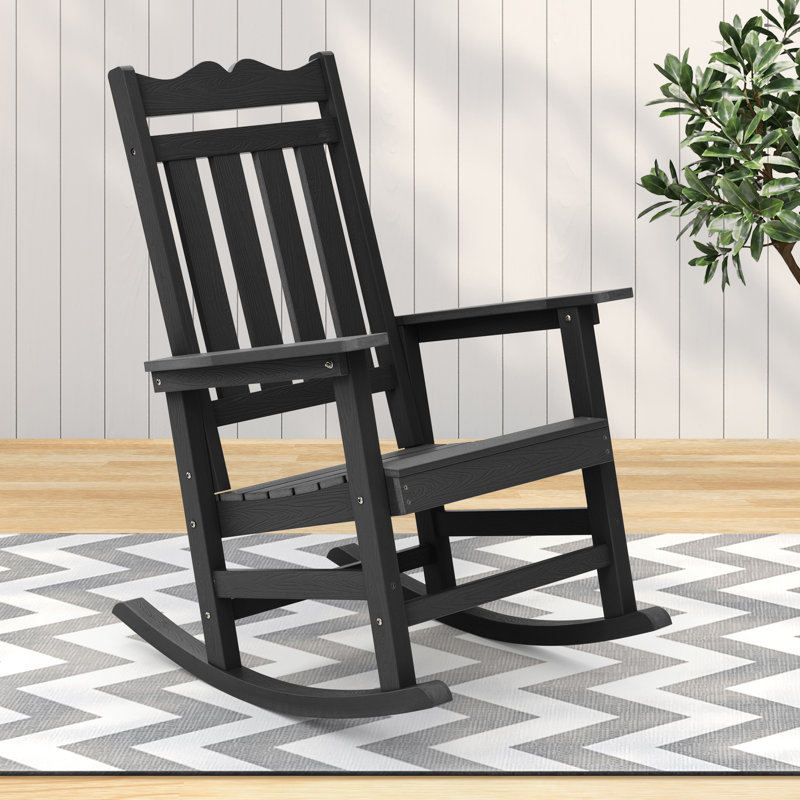 Chaise Adirondack à bascule en plastique Lichent, Noir