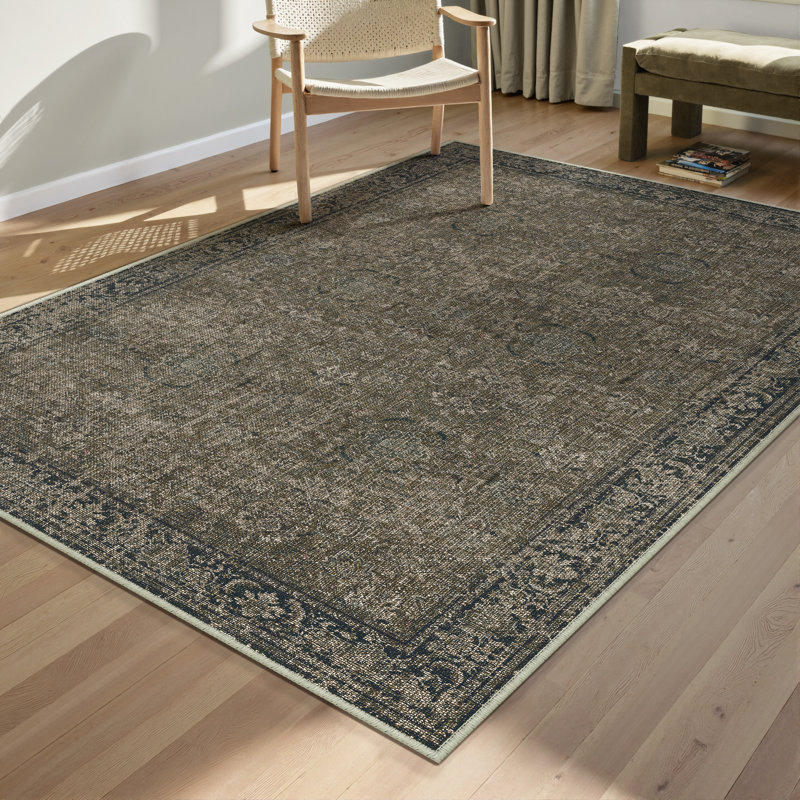 Ainez Tranditional Oriental Machine Washable Area Rugs With Non-Slip Backing, Rectangle 3' x 5'