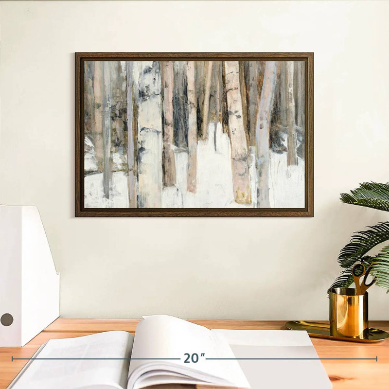 Lumière chaude d'hiver I, 13 po x 9 po, Cadre flottant noyer