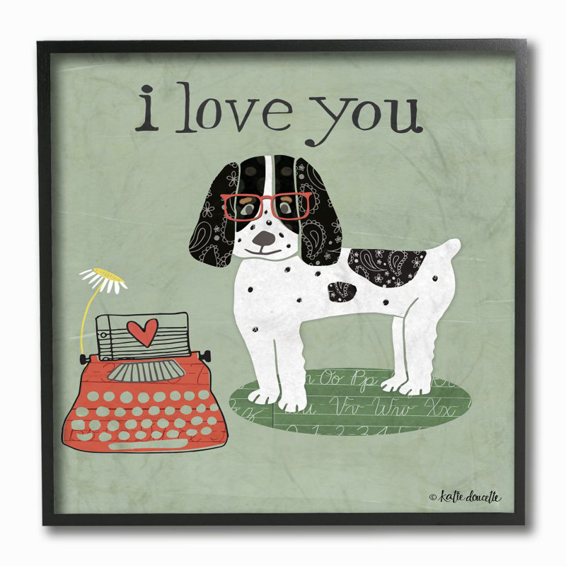 «I Love You Dog», ensemble d'impression sur toile panoramique, Giclée encadrée noir minuit, H 12 po x l 12 po