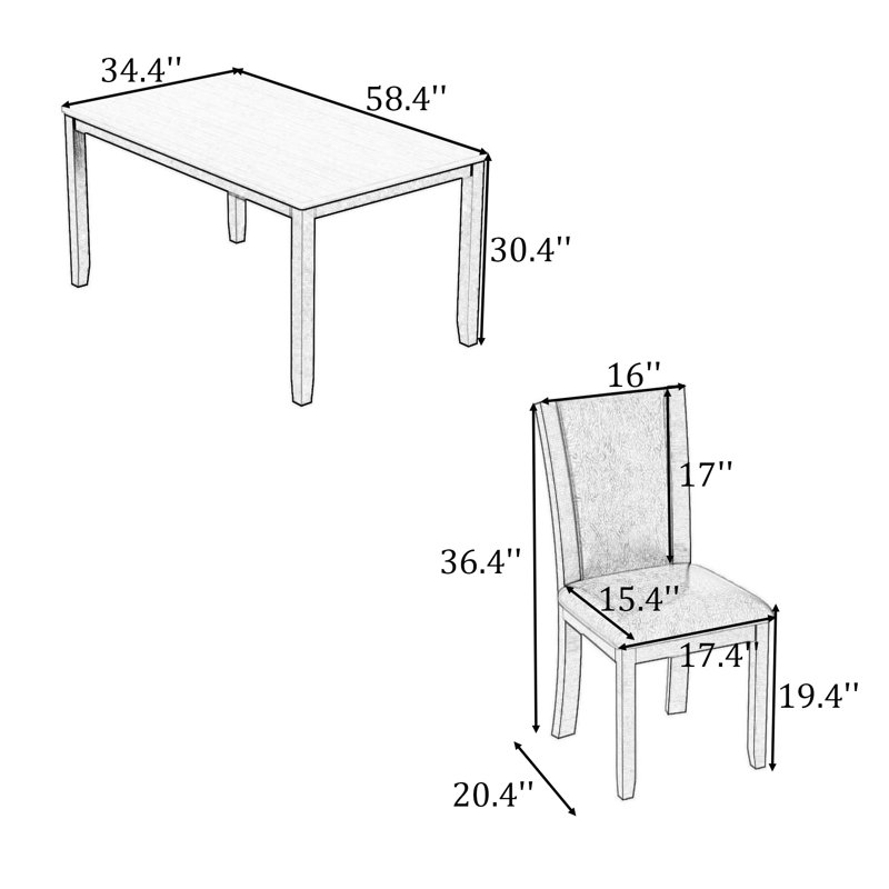 7-Piece Dining Table Set with 6 Chairs