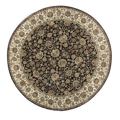 Tapis noir et beige de haute qualité noué à la main