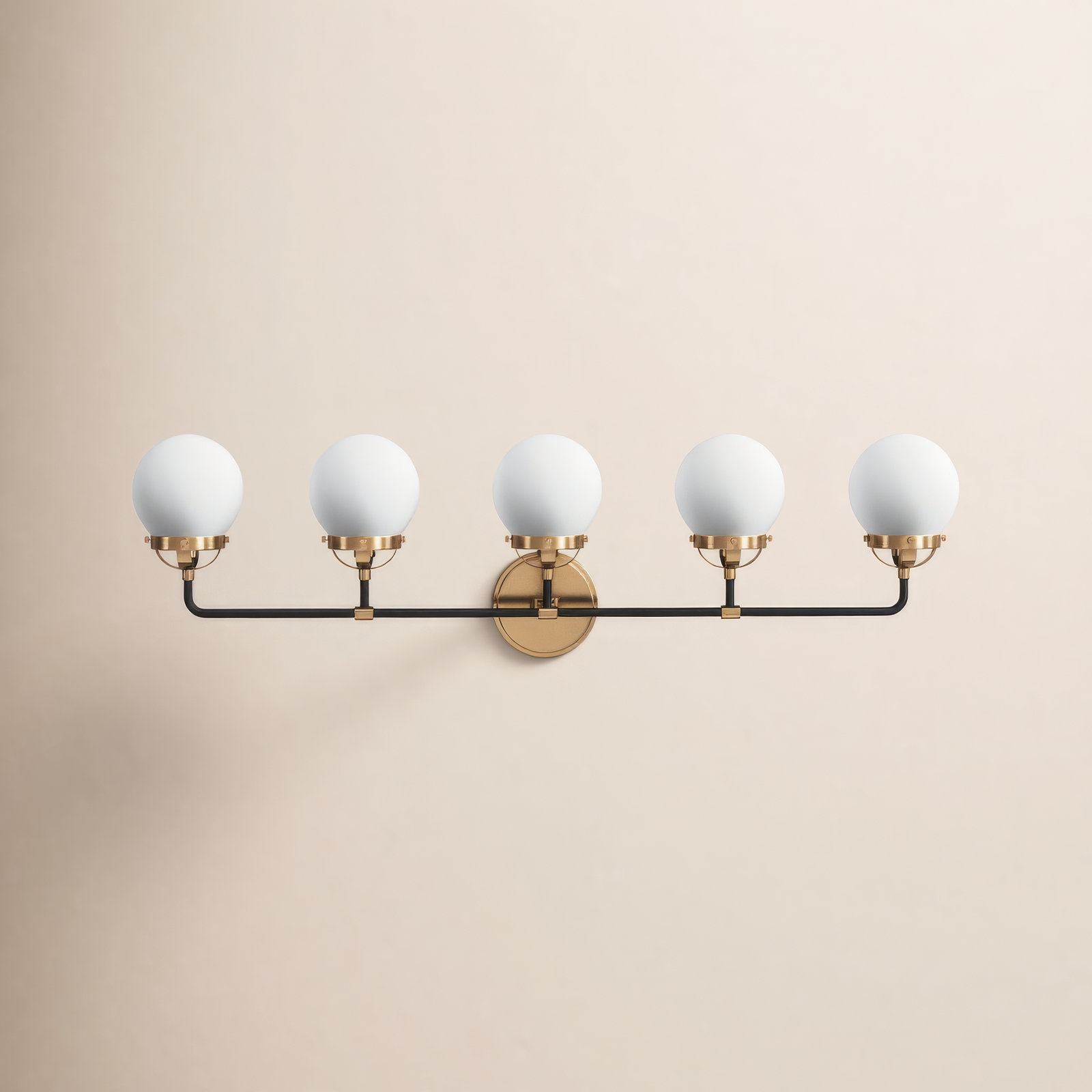 Newport 5-Light Steel Vanity Light , No , Satin Brass