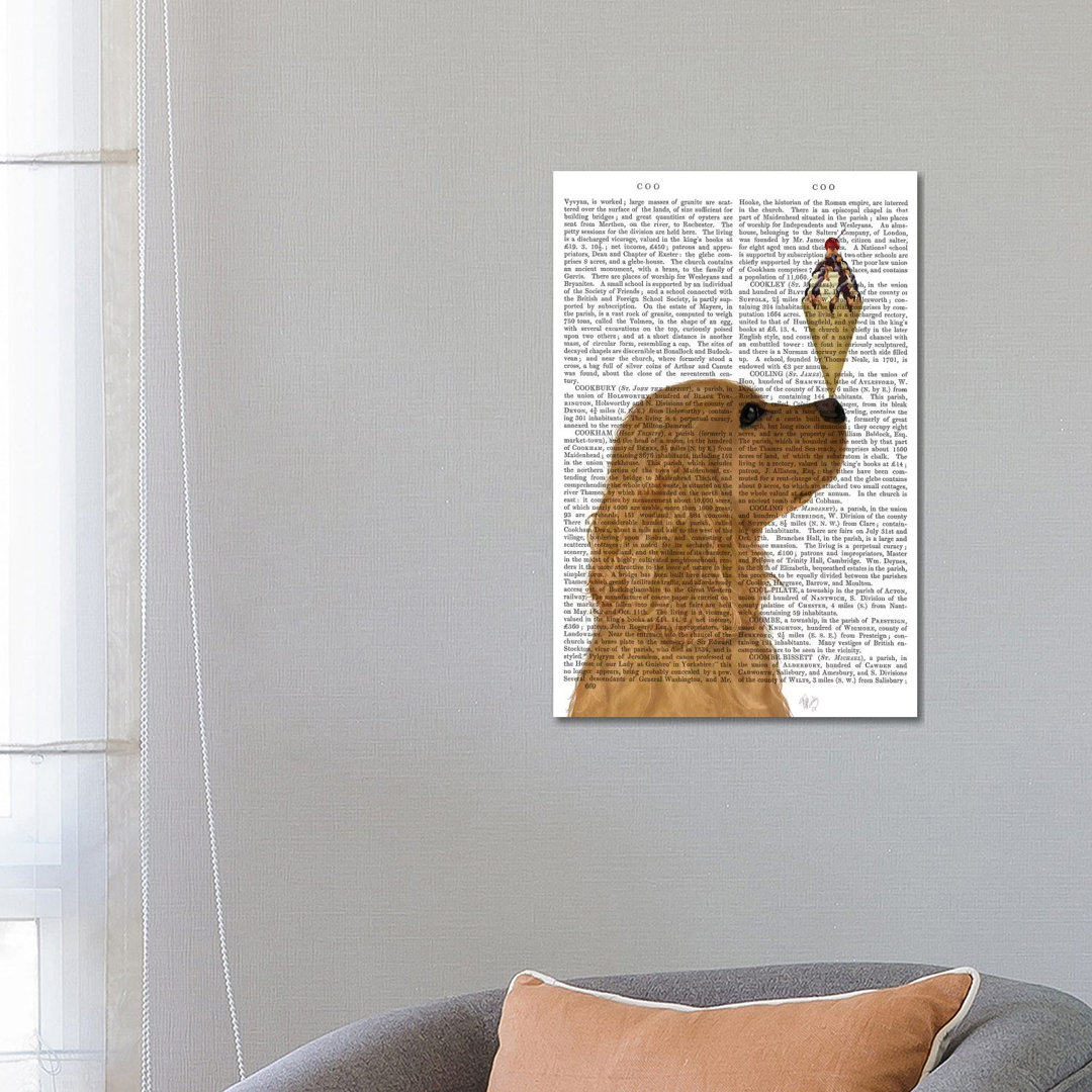 Cocker Spaniel, Golden, Ice Cream, Print BG by Fab Funky - Wrapped Canvas Gallery-Wrapped Canvas Giclée