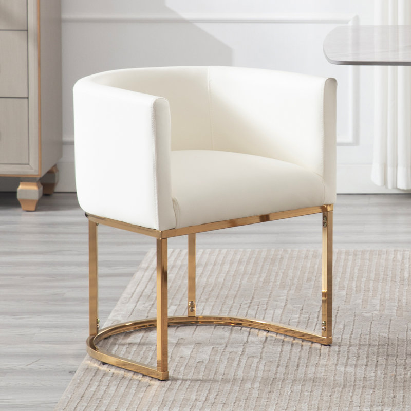 Chaises de salle à manger rembourrées en similicuir, 1, Crème, crème