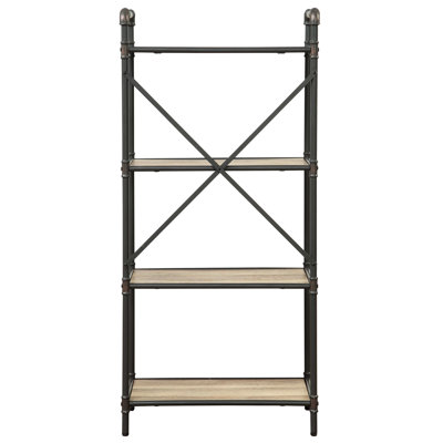 4-Shelf Bookcase With Antique Oak And Sandy Grey Rustic Appearance 4 Ravishing Design