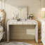 Bureau de coiffeuse classique en bois avec miroir rabattable, coiffeuse 3 en 1 avec 2 tiroirs et espace de rangement pour la chambre à coucher-863833216