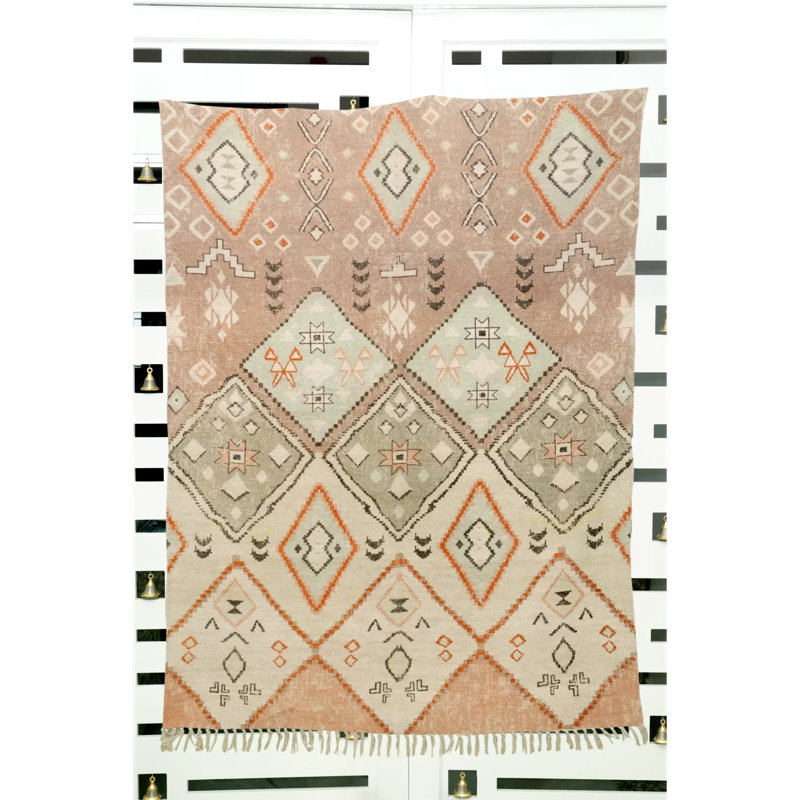 Rectangle 55 cm x 78 cm Geometric Cotton Area Rug