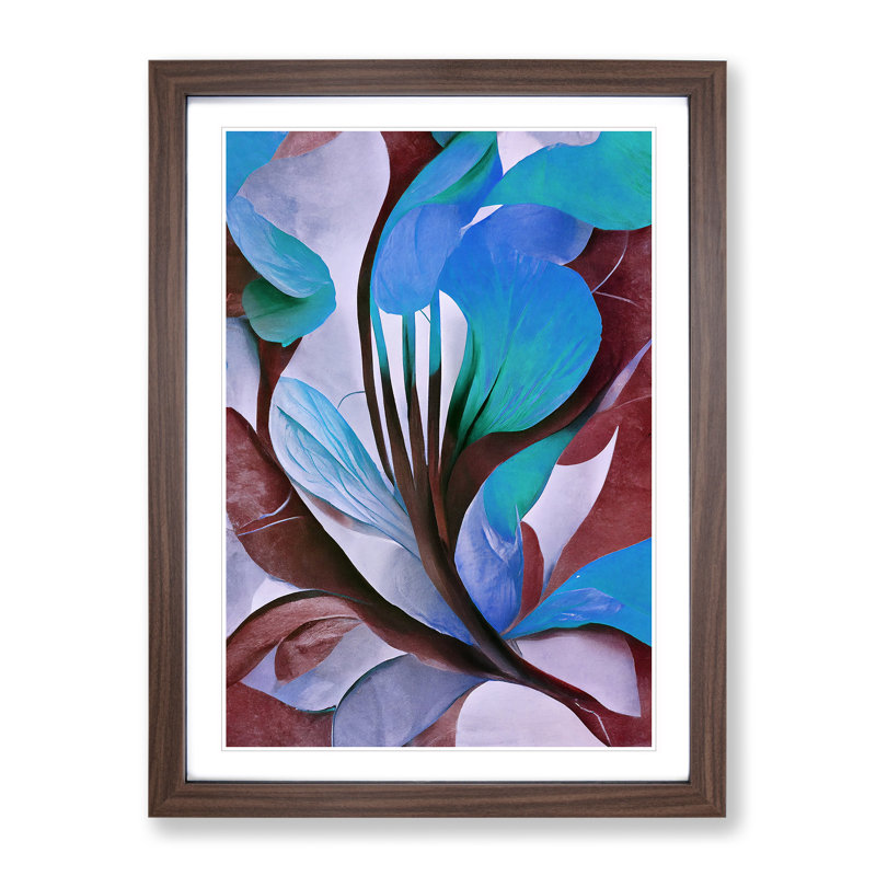 Floral in Abstract No.3 1 Piece Single Picture Frame Painting, 34cm H x 25cm W x 2cm D, Walnut