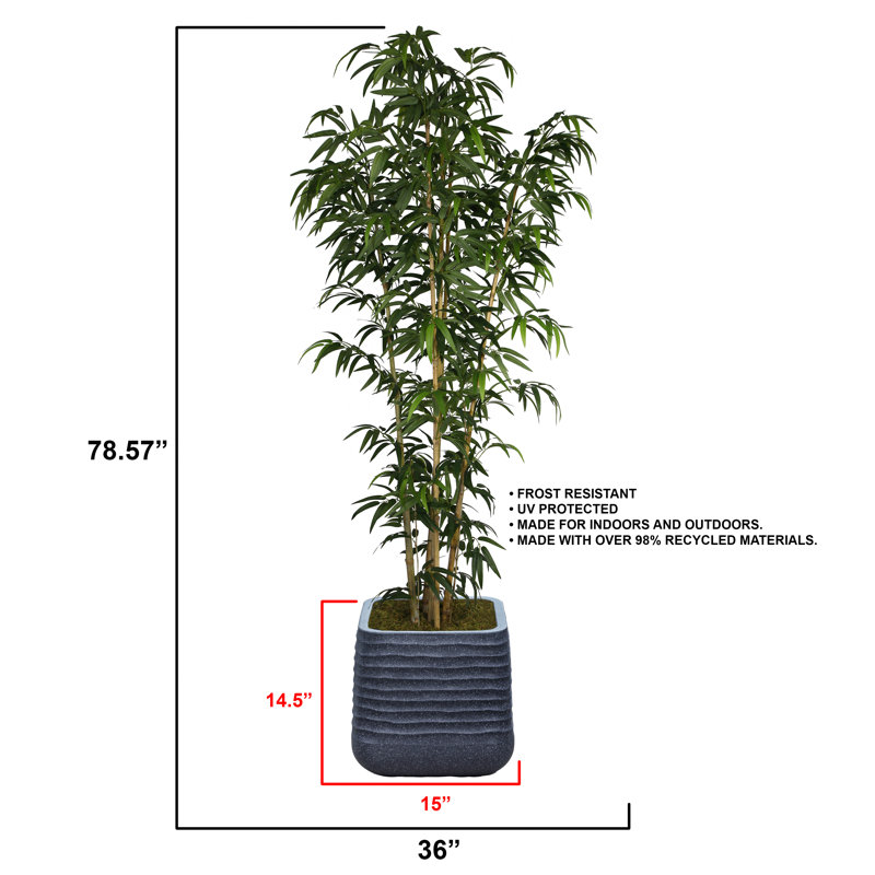 Arbre en bambou artificiel 78,57 po en pot, Noir