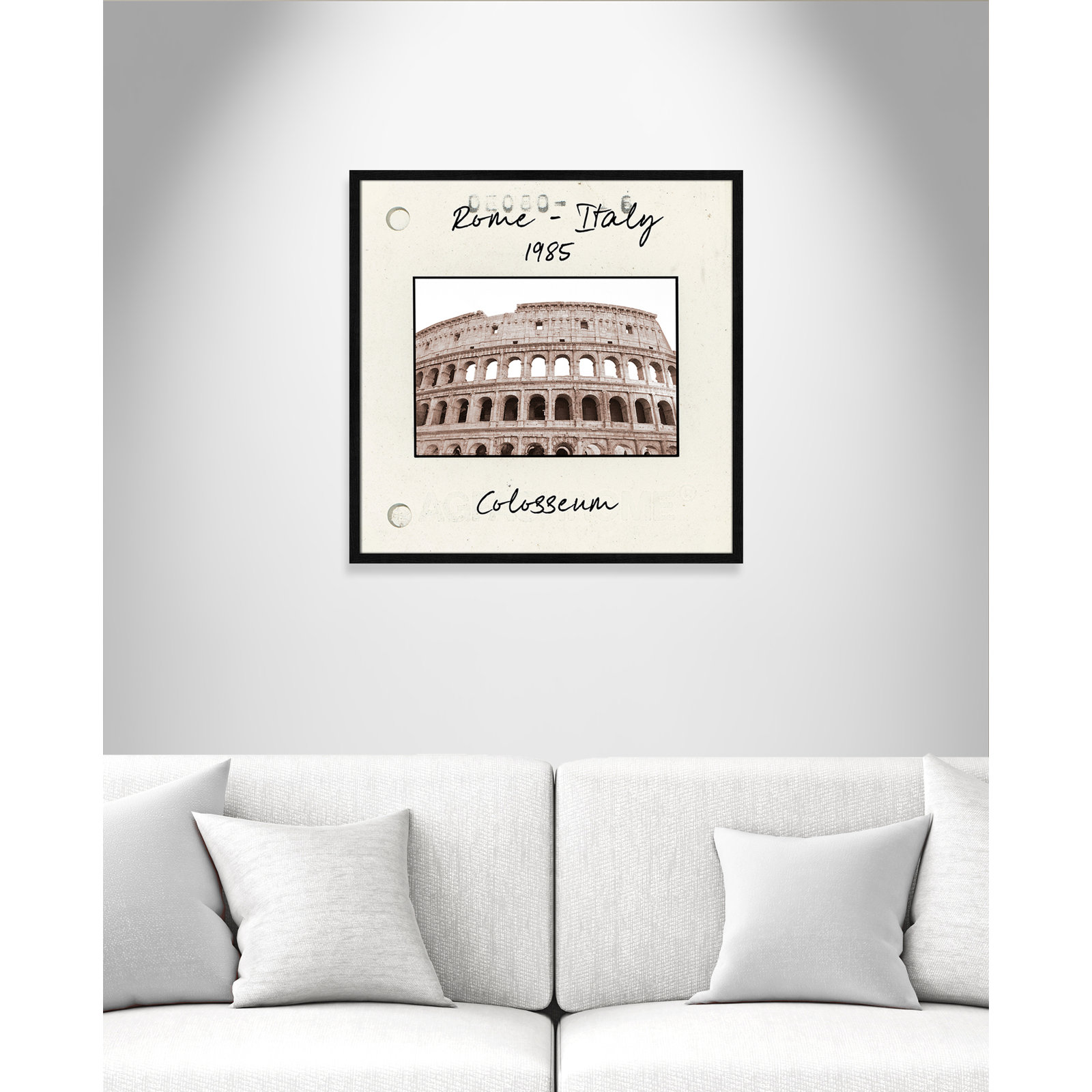 Travel Slide Collection "Rome, Italy - Colosseum" Print, Black Single Picture Framed Paper, 27.5" H x 27.5" W x 0.75" D