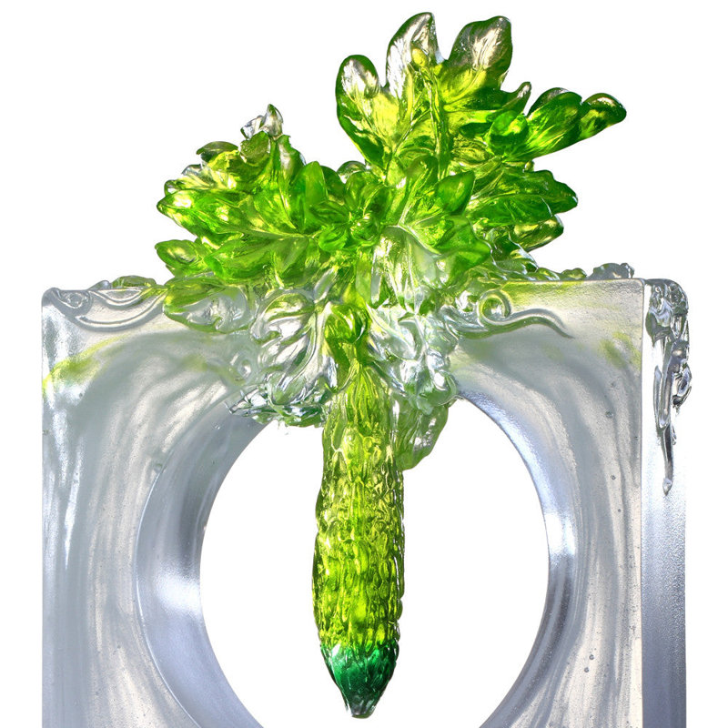 LIULI Crystal Art Crystal Bitter Melon Sculpture, "Bittersweet"