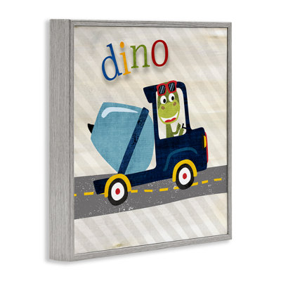 Dino in Construction Truck Giclee Art, design by Susan Arnot