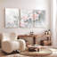 Ensemble de 3 tableaux muraux sur toile à motifs floraux de roses roses, pour la décoration du salon et de la chambre.-411086253
