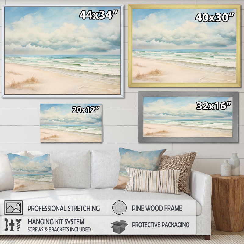 Beach Coastal Tranquility II - reproduction, Toile tendue, H 34 po x l 44 po x P 1,5 po