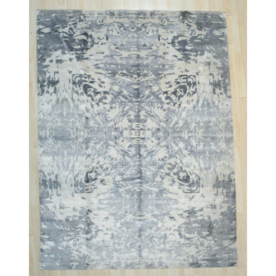 Tapis moderne moderne moderne noué à la main en viscose ivoire