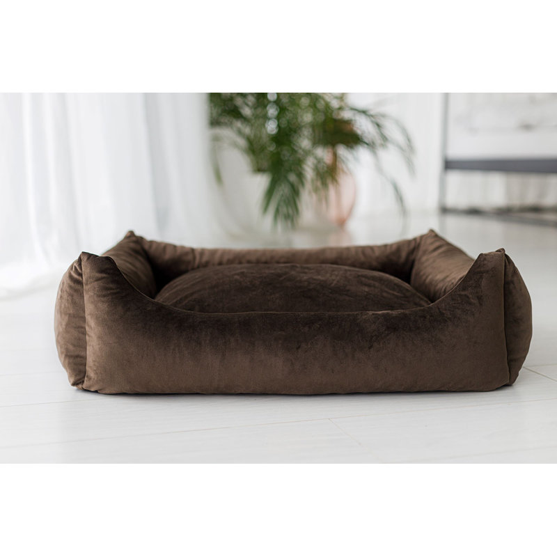 Stetson Velour Pet Bed, Brown, 18cm H x 63cm W x 51cm D, Medium