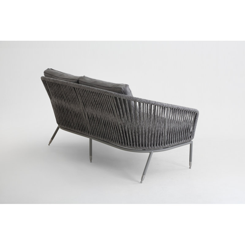 Outdoor 2 - Seat Patio Sofa, Anthracite Gray, Carbon Flat Ropetek