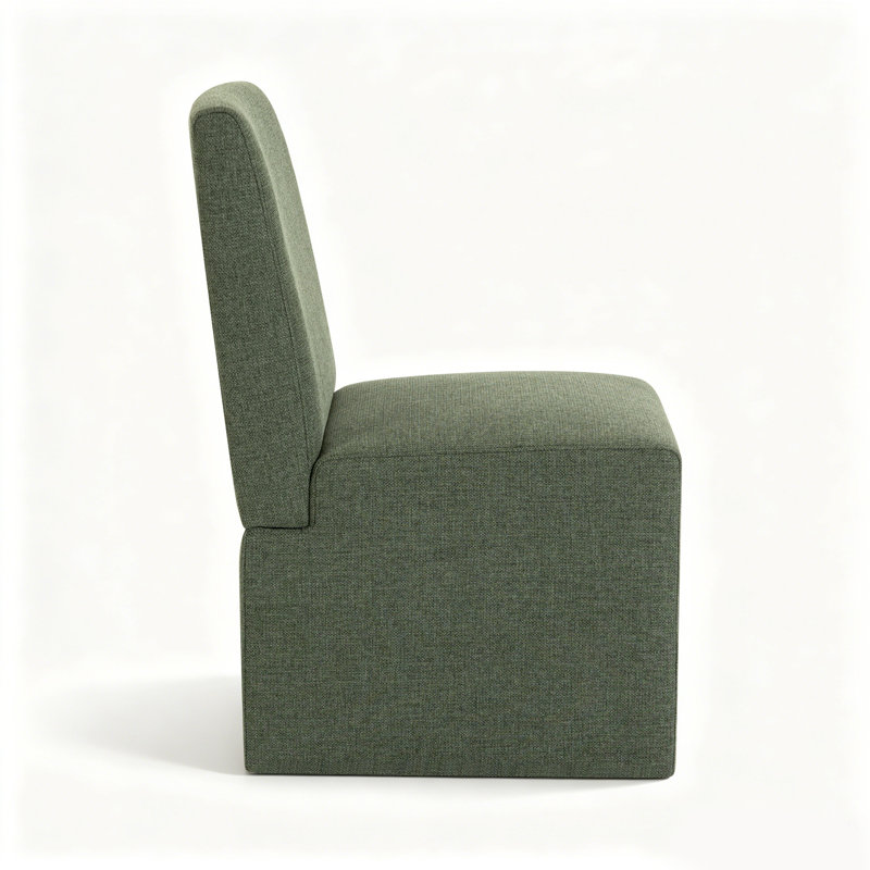 Chaise de salle à manger latérale rembourrée à dossier haut avec roulettes (ensemble de 4), 4, Vert