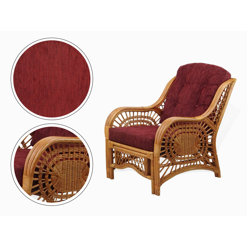 Malibu Lounge Set Of 4: 2 Natural Rattan Wicker Chairs, Loveseat And Coffee Table W/Glass Handmade, Colonial, Dark Brown