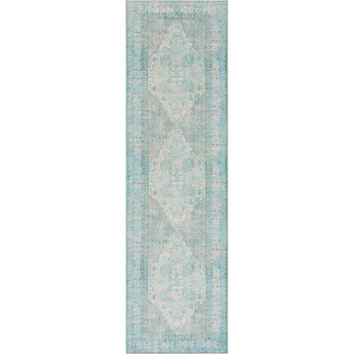 Nile Vintage Medallion Flatweave Green Area Rug