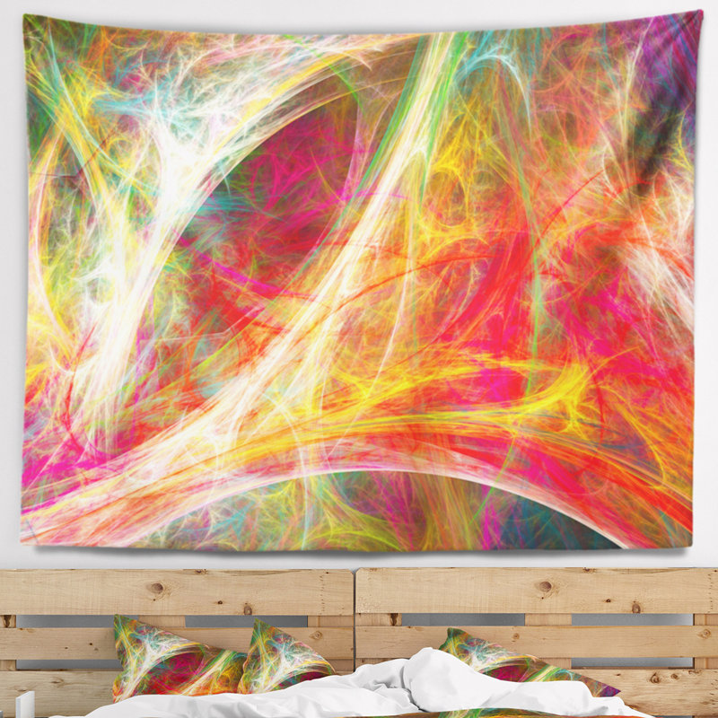 Tapisserie à fractales rouges abstraites mystic, H 32 po x l 39 po