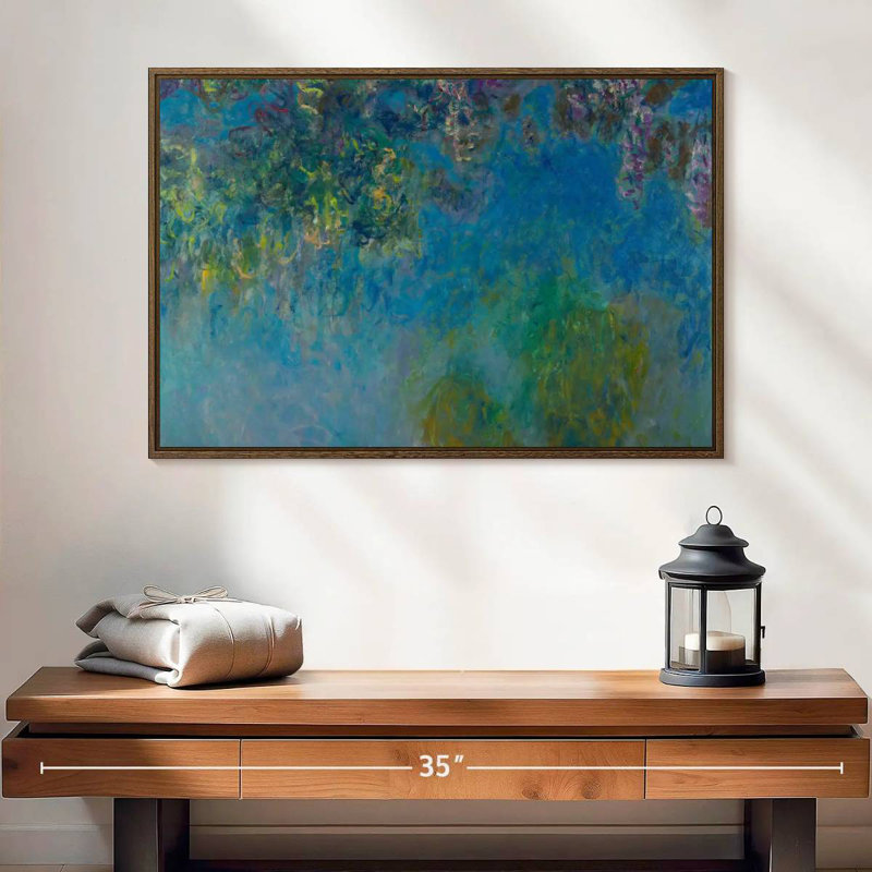 Wisteria 1925, 25 po x 17 po, Cadre flottant noyer
