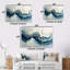 Ensemble de décorations murales vagues marbrées blanches et bleues III-107201059-107201060