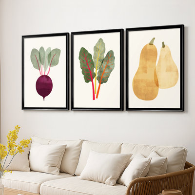 Organic Veg IX  -Custom Framed  Wrapped Gallery Canvas - 3 Pieces
