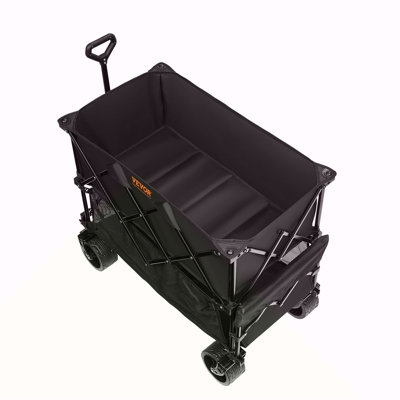 Foldable Double Decker Wagon, 400L Collapsible Wagon Cart With All-Terrain Wheels, Heavy Duty Folding Wagon Cart 350-450 Lb Weight Capacity For Camping, Shopping, Garden, 52" Extra Long Extender