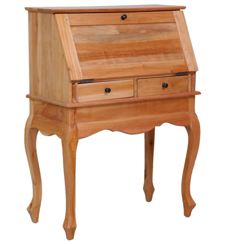 Albert Solid Wood Base Secretary Desk, Natural