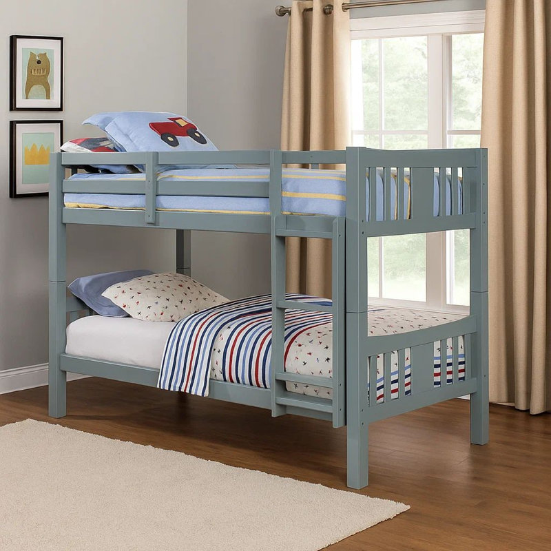 Chip Kids Twin Over Twin Bunk Bed, Twin over Twin, Gray
