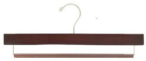 Cintre en bois antidérapant pour jupes / pantalons, Noyer / Laiton