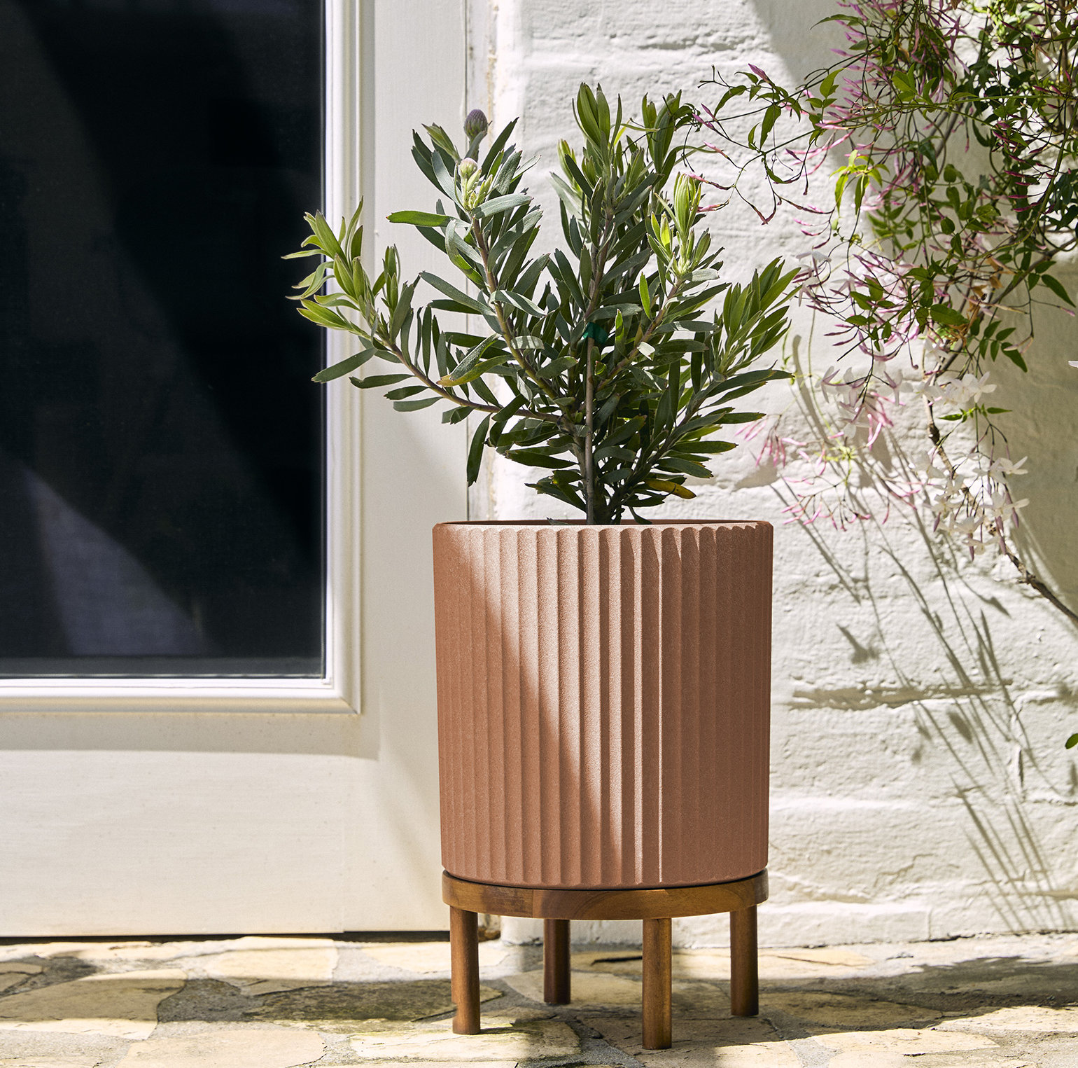 Demi Pot Planter, 1, 16" H x 10.5" W x 10.5" D, Terracotta/Brown