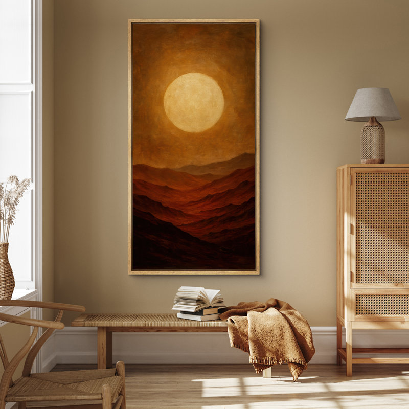 «Radiant Sun Over Red Desert Mountain Layers», reproduction d'art sur toile encadrée, Naturel, H 60 po x l 30 po x P 1,5 po