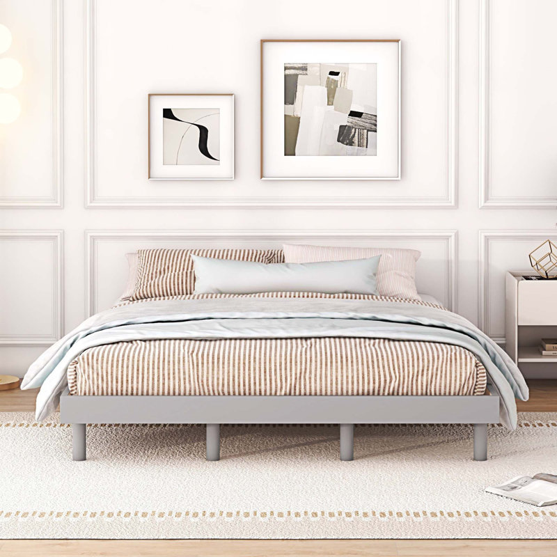 Base de lit plateforme flottante, Gris, Double