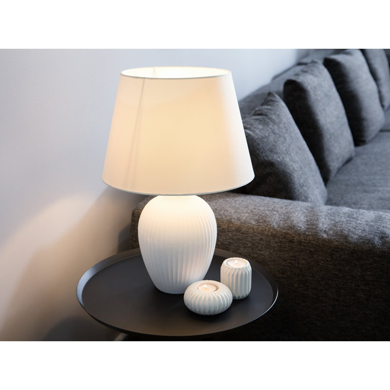 Addison Ceramic Table Lamp, White Base/Cream Shade