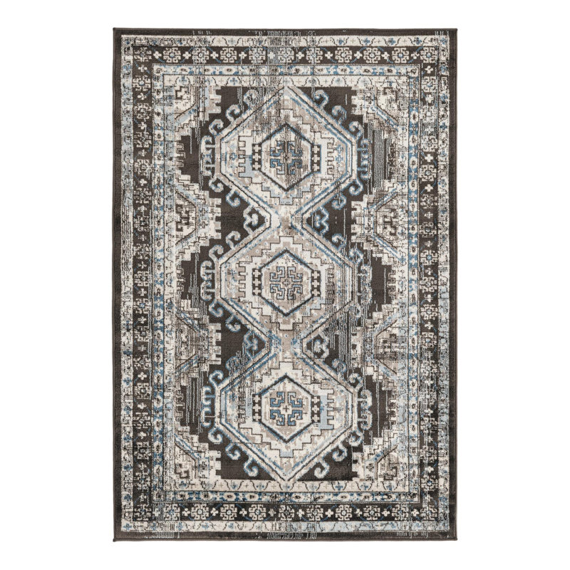 Tapis oriental gris Shanil, Rectangle 4 pi 1 po x 6 pi 1 po