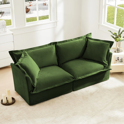 Canapé moderne à 2 places avec housse pour canapé de salon, canapé 2 places, canapé à assise profonde en chenille simple avec coussin rembourré et housse amovible, canapé confortable pour petit espace, appartement, vert