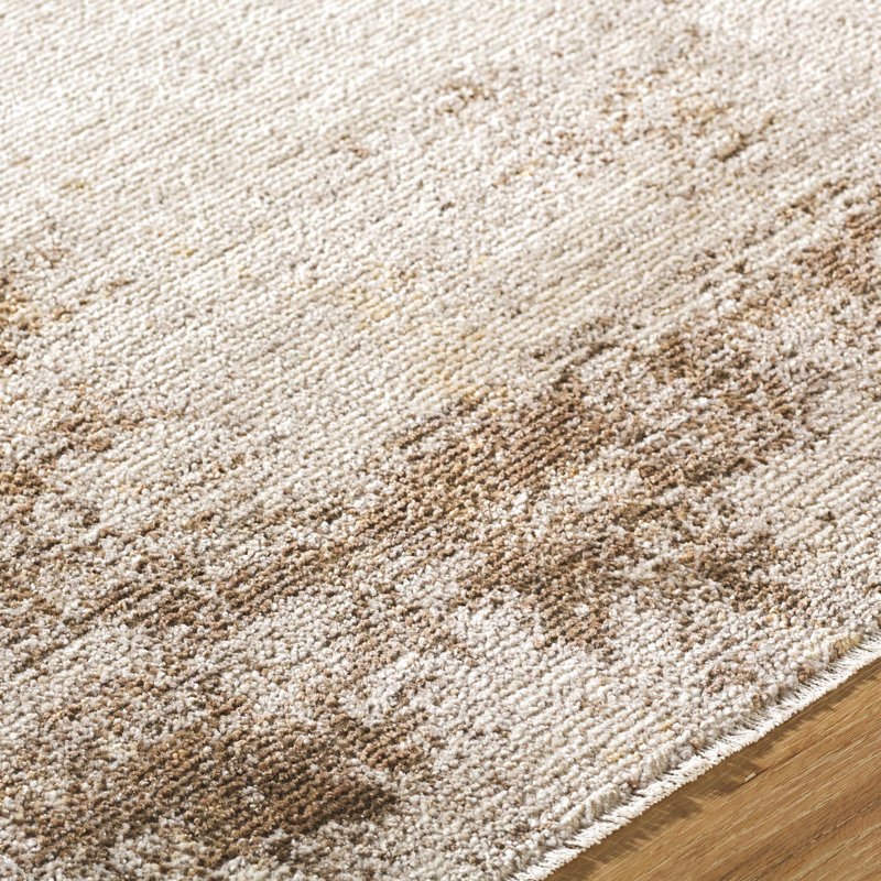 In Door Abstract Modern Marble Brown Cream Area Rug, Rectangle 200 x 275 cm