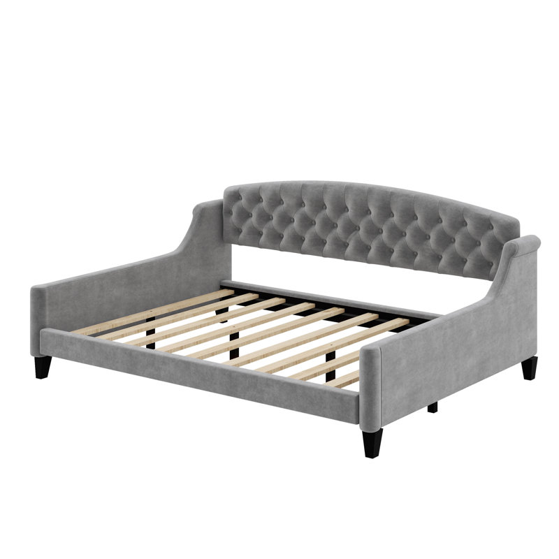 Full Size Modern Luxury Tufted Button Daybed, Gray