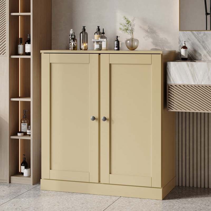 Palace Imports 100% Solid Wood 32" Bathroom Storage Cabinet with Shaker Doors & Adjustable Shelves, Yellow