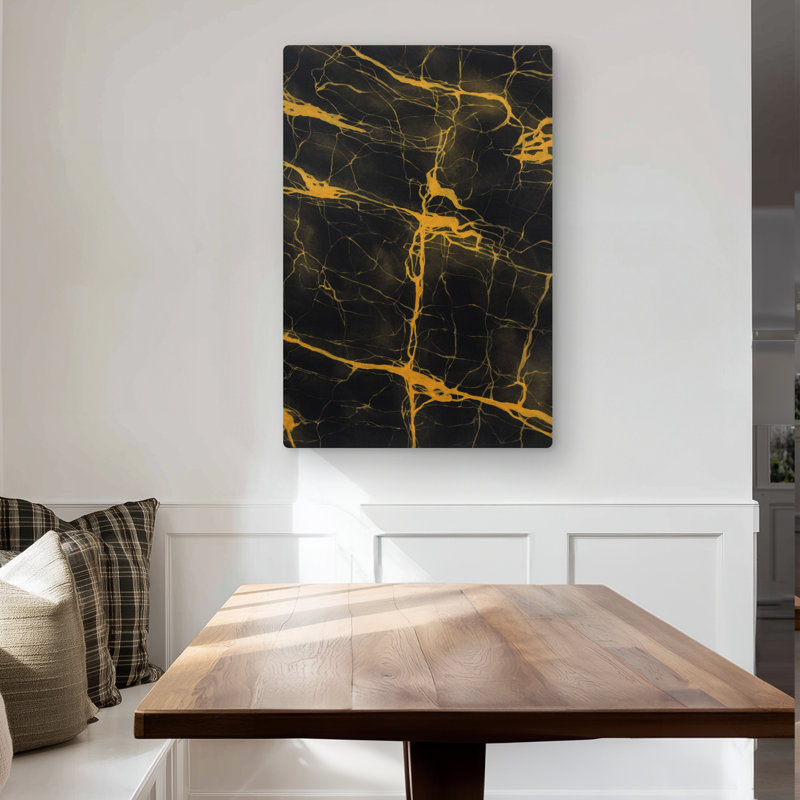 Black and Gold Marble Texture - Pattern Office Metal Print
