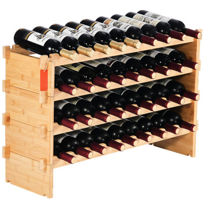 4 présentoirs en bois pour 36 bouteilles, collectionneurs de vin idéaux, bouteilles de vin lisses et résistantes, passionnés, structure avec zone de support étendue