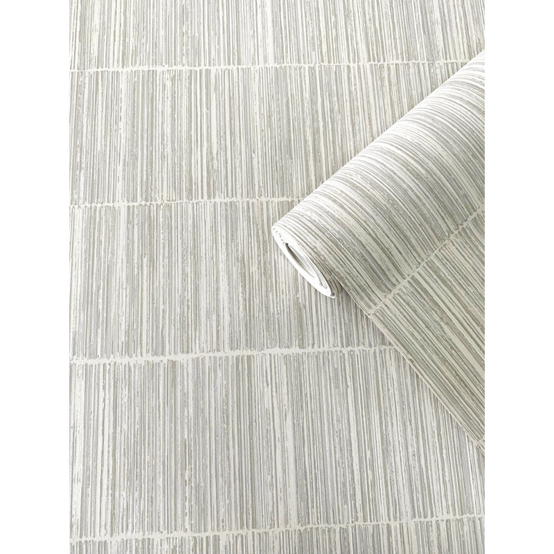Boutique Shimmery Geometric Bamboo Stripe Wallpaper Roll, Beige